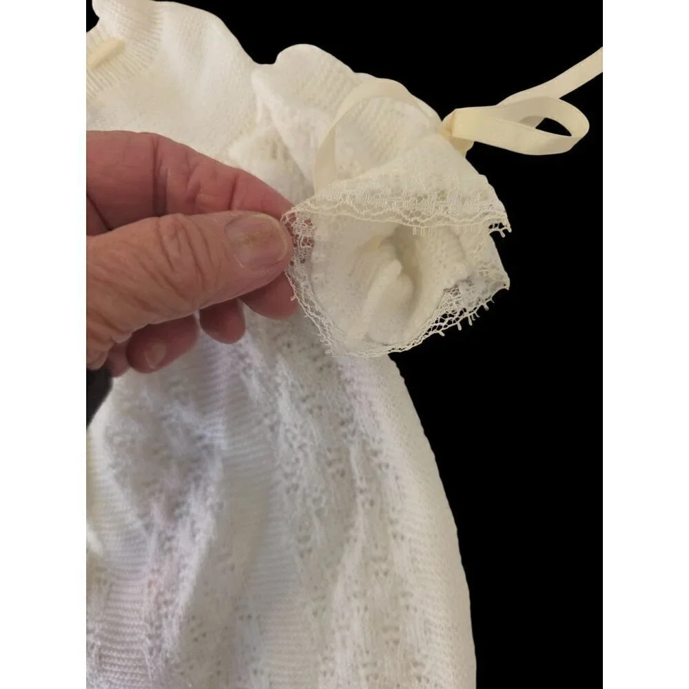 Love Spun by Celebrity 60/70s Baby Dress Newborn L Embroidery White Knit Acrylic